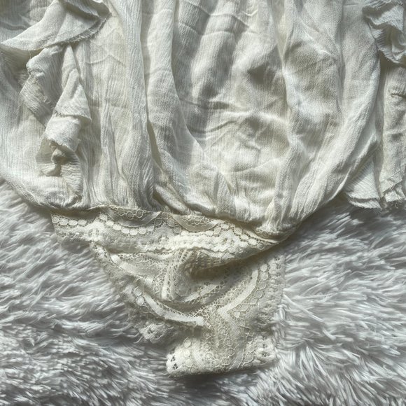 NWOT FREE PEOPLE Lover Of Mine Bodysuit White Ruffle Lace Small S - Picture 11 of 13
